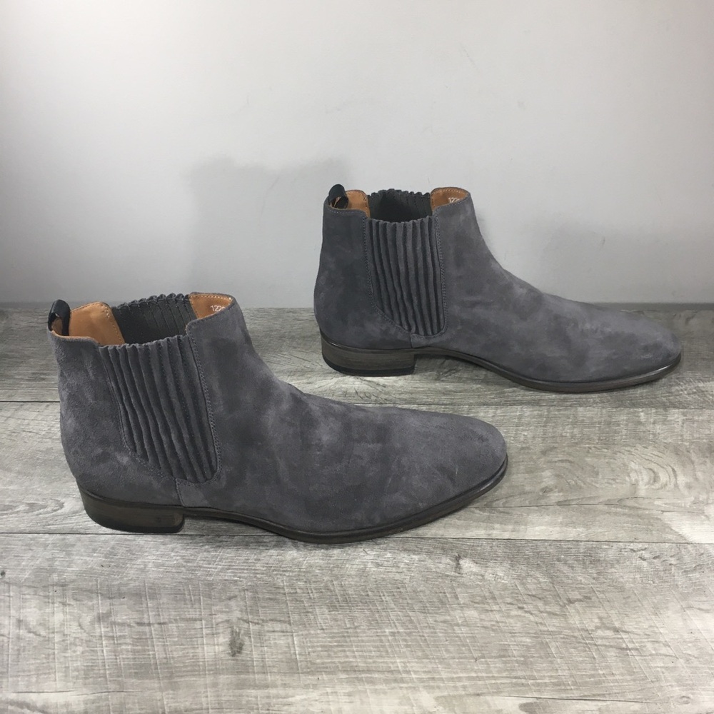 John Varvatos Chelsea Eldridge Covered Gray Suede Work Men Pull On Boots Size 12 - Picture 3 of 12